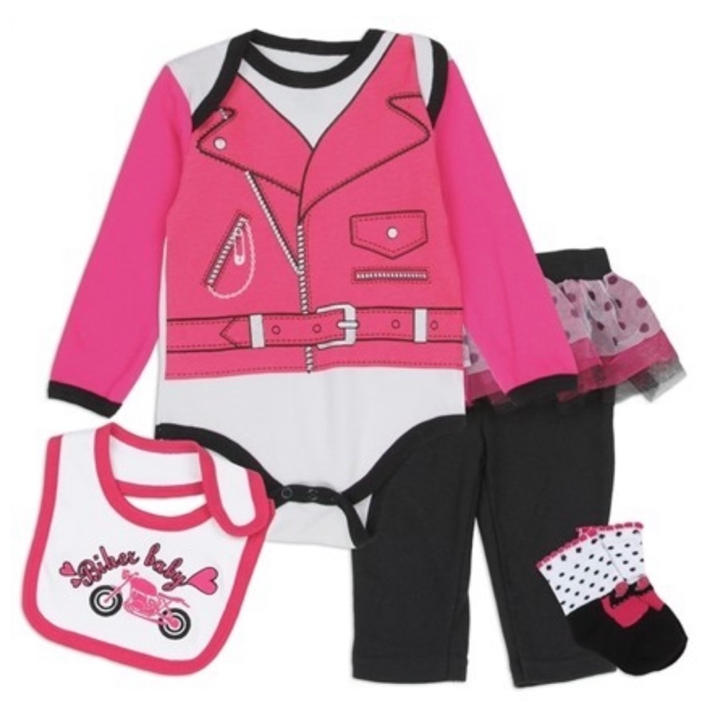 Nûby Biker Motorcycle Baby Bodysuit 4 Piece Set
